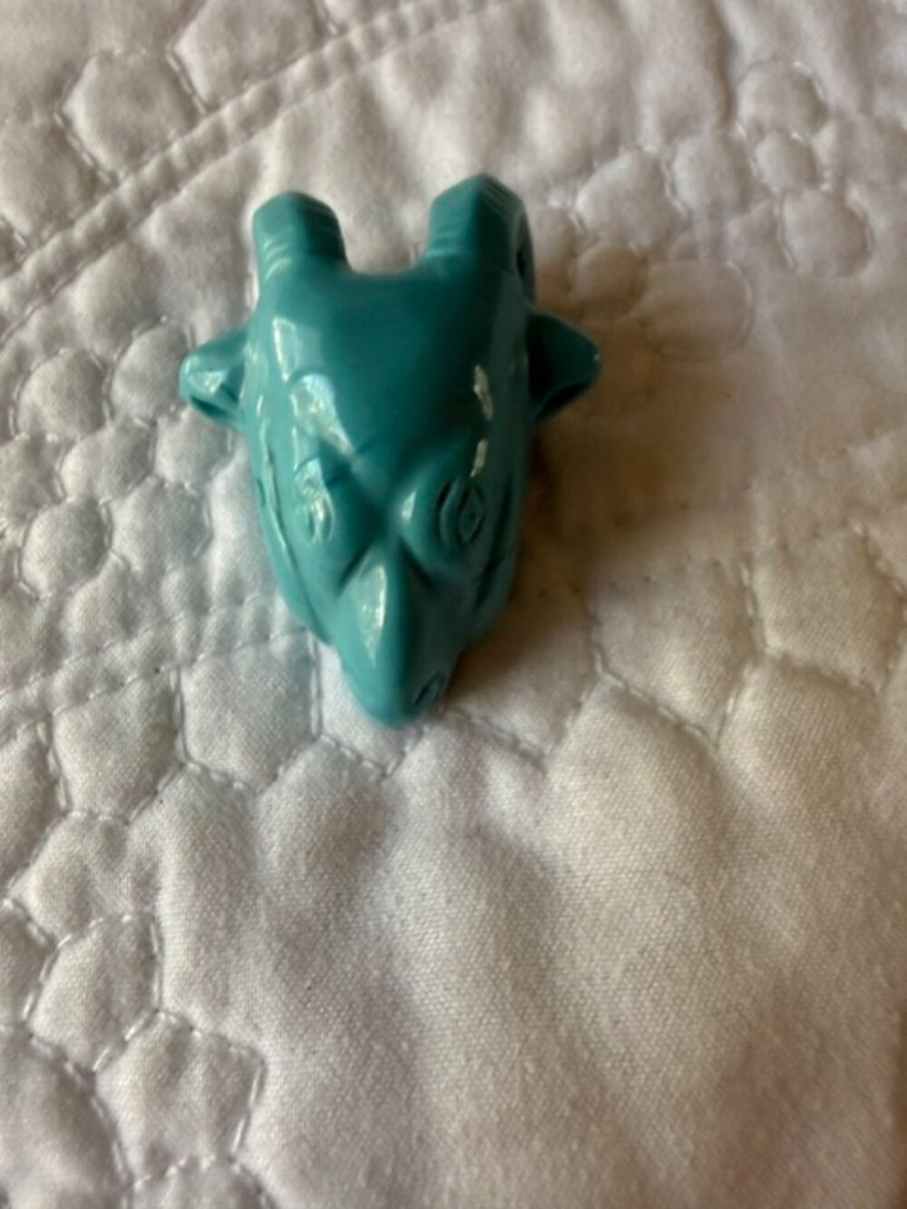 Vintage carved Rams Head/ Goat Stone Pendant/ Amulet